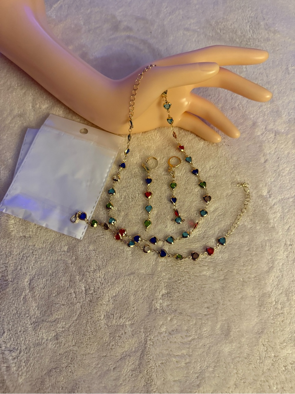 Gold-Tone Multicolor Heart Pendant Necklace — Colorful Heart Charm Necklace